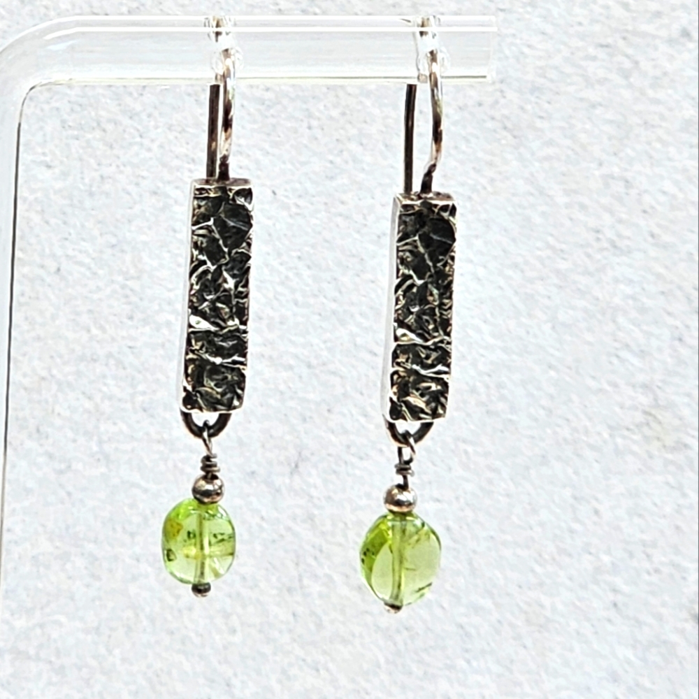 Silpada 925 Silver and Peridot Drop Earrings Vintage Retired Silpada